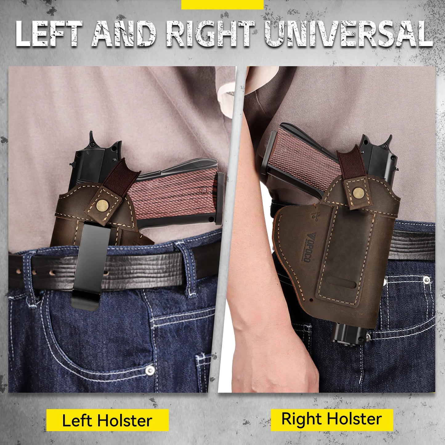 2026 New Genuine Crazy Horse Leather 1911 Holster IWB OWB Concealed Carry Belt Clip Left Right Hand Universal Pistol Holster