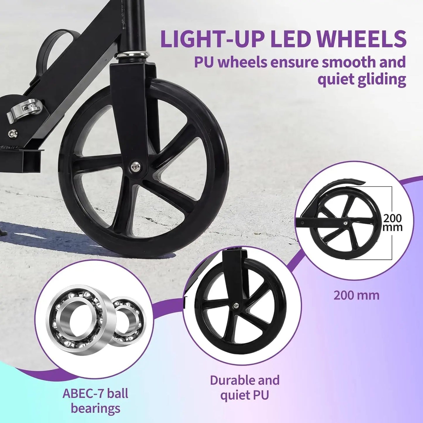 Urban Ride Kick Scooter for Kids Teens & Adults Ages 3-12 Years, Foldable Lightweight Design, Large 2 Wheels, Adjustable Handlebar, Non-Slip Deck & Sturdy Aluminum Frame