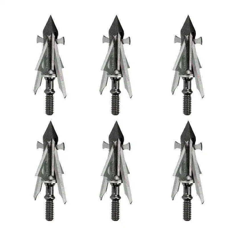 6pcs/1pack Mechanical 4 Blade Stainless Steel Hunting Outdoors Bow Archery 100 Grain Broadheads