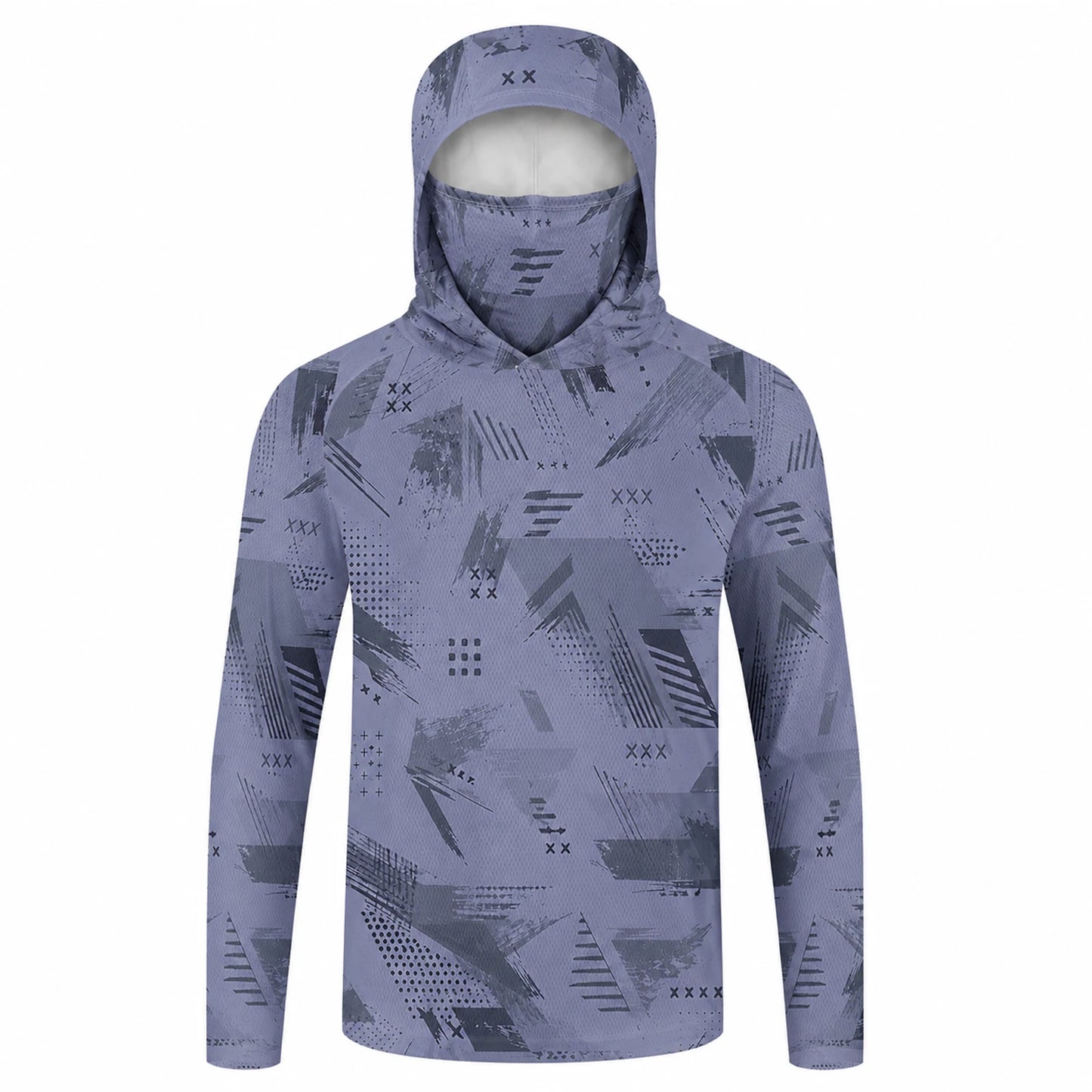 Men's Hooded Fishing Shirt with Face Mask UPF 50+ Sun Protection Long Sleeve Outdoor Performance Hoodie