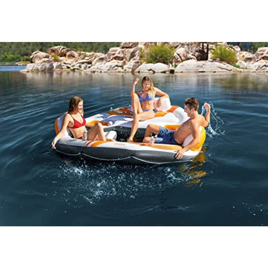 Vista Island Inflatable Raft Float Outdoors 94x81x20 Blue Durable PVC Material Lightweight for Pool Lake Beach Recreation