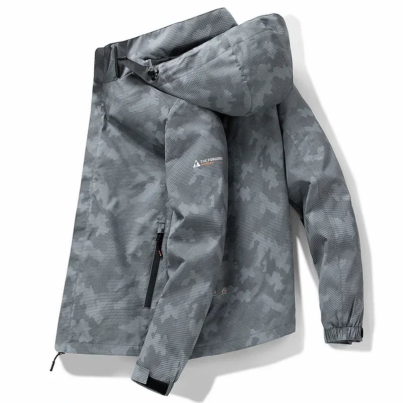 Hooded Hiking Jacket Men Outdoor Bomber Jackets Waterproof Windbreaker 2024 Spring Autumn Sports Casual Cargo Jackets Mens Coats