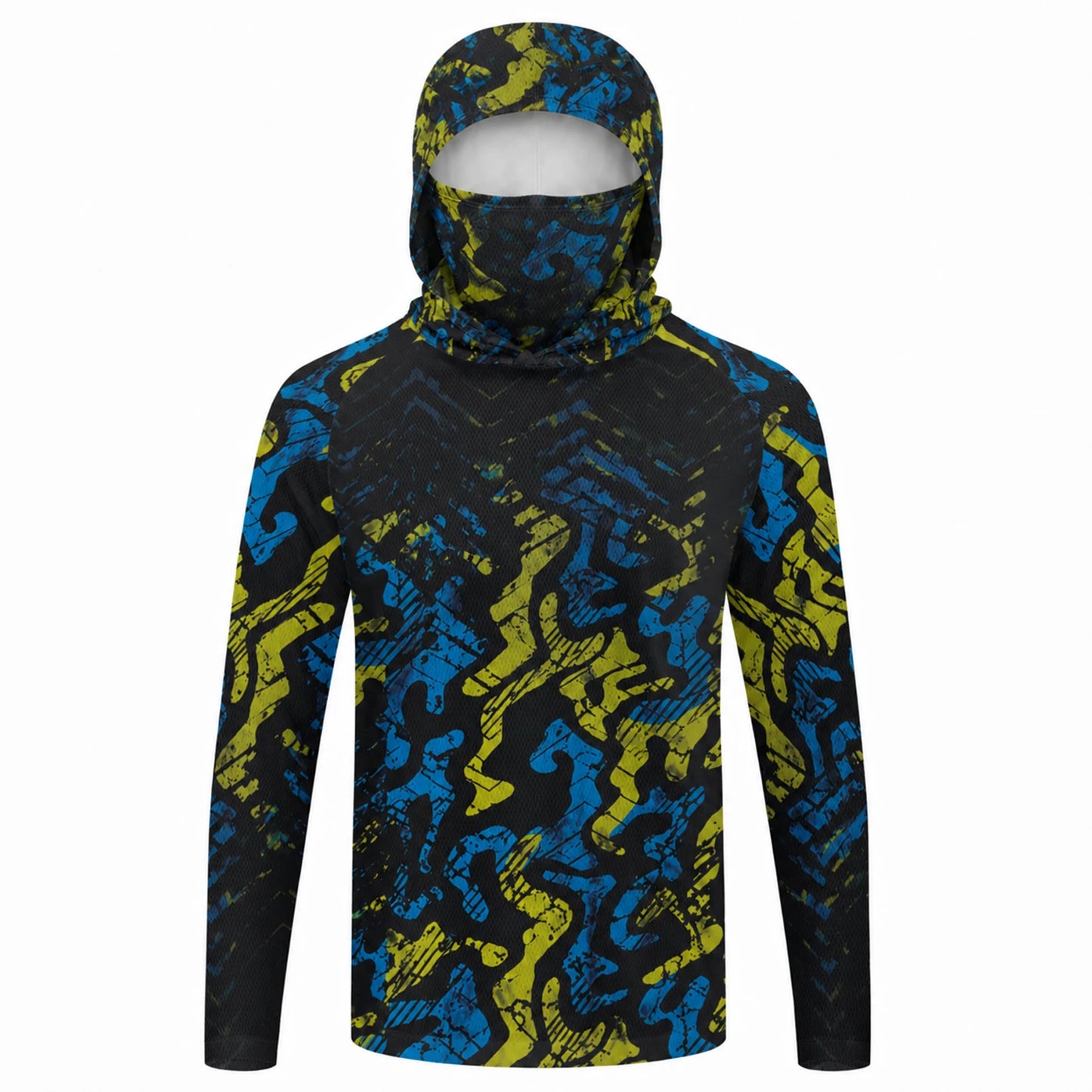 UPF 50+ Long Sleeve Hooded Face Cover Fishing Shirts Quick Dry Sweatshirts Breathable UV Protection Men Fishing Jerseys