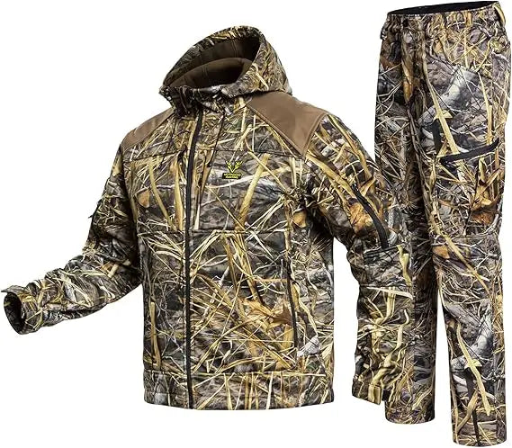 Quiet Hunting Suit Camouflage Softshell Clothes Clothing Gear Hoodie Jacket Pants For Men