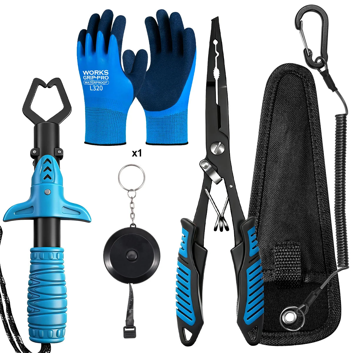 RALERA Complete Fishing Pliers Accessory Set:  Fishing Gloves, Pliers, Fish Grippers,Protect Pliers Sheath,Fish Tape Measure
