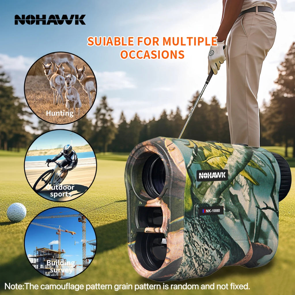 NOHAWK Hunting Rangefinder, 1000M/Yds,  6x Range Finder With Angle, Speed Distance Measurement, Scanning for Hunting