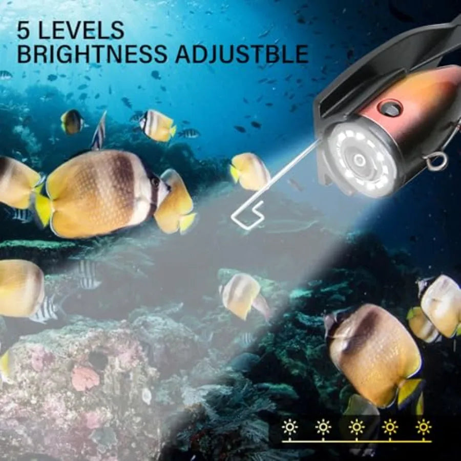 Underwater Fishing Camera with 5 LCD Monitor, Portable Fish Finder for Ice Fishing, Lake, Sea, Boat, Kayak Waterproof IP68, Bui