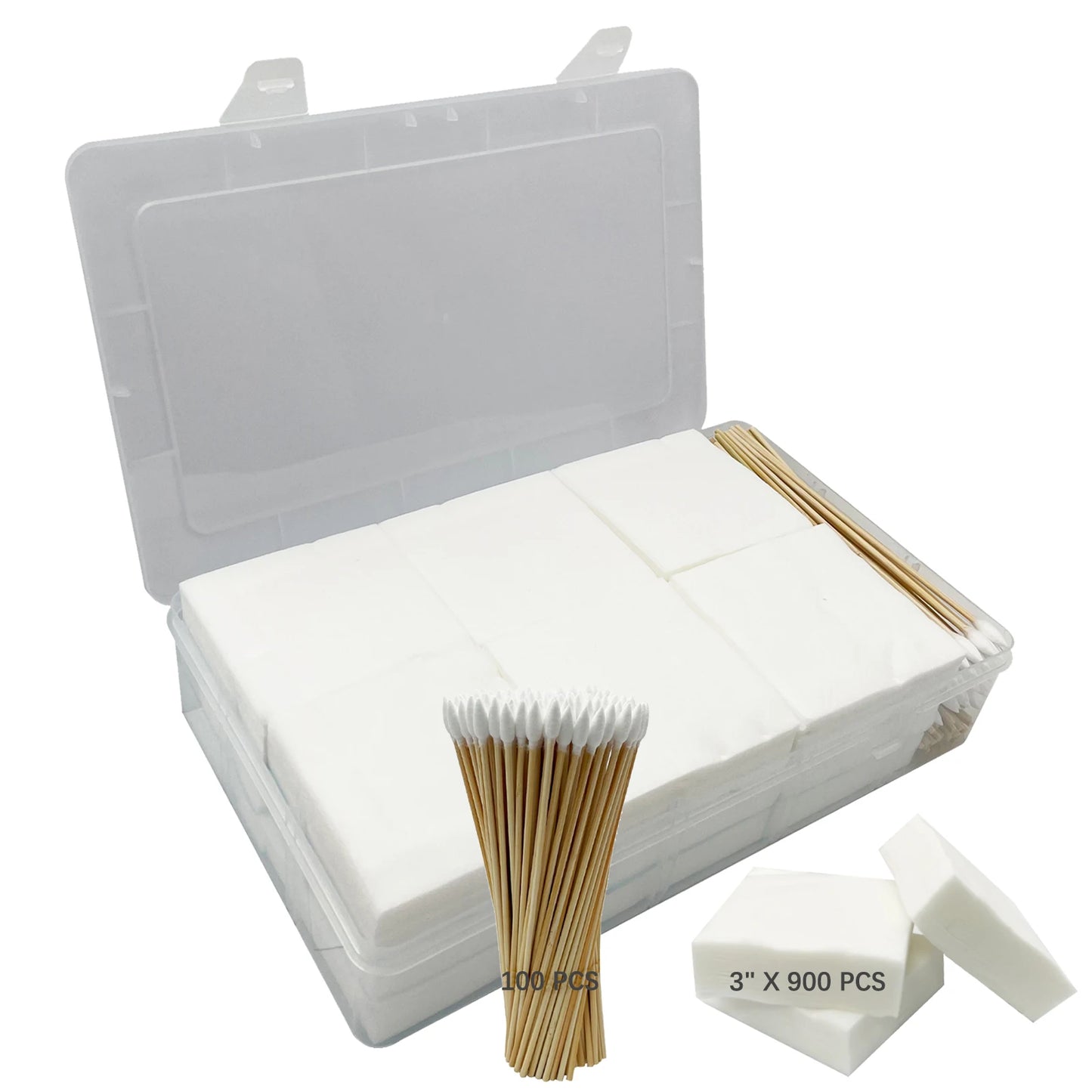 2'' Gun Cleaning Patches 6” Pistol Cleaning Cotton Swab in Storage Box Lint Free Handgun Cleaning Cloth for Most Caliber .30/9mm