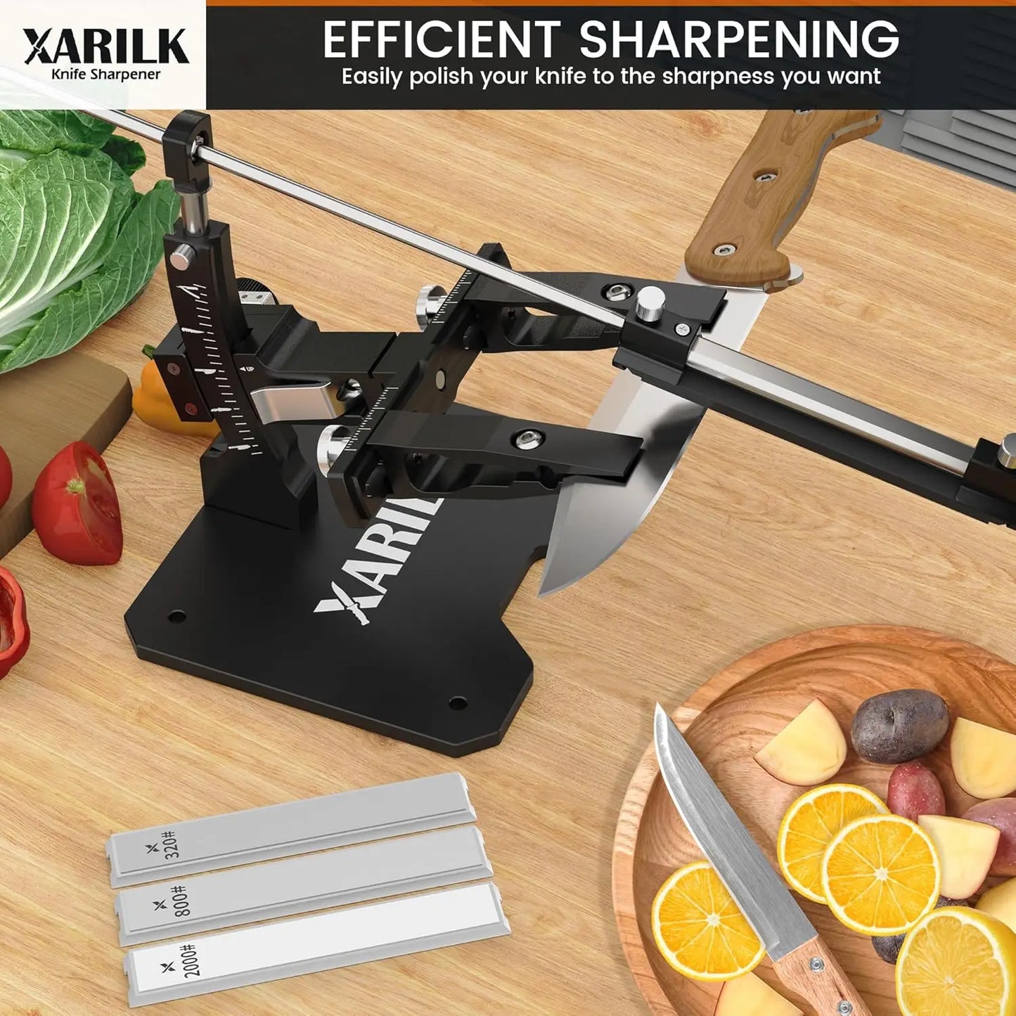 Guided Knife Sharpening System, Aluminium | Professional knife sharpener, Knife Sharpening Kit W / 3 Al Plates Diamond