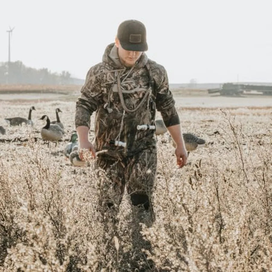 Drake MST Jean Cut Wader Pant for wetland hunting, durable nylon shell with waterproof breathable membrane, olive green, articu