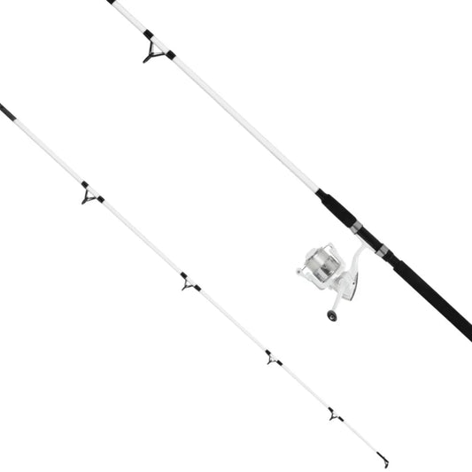Medium Action 2-Piece Spinning Rod and Reel Combo, Size 6000 Reel, 8 feet, graphite, black, pre-spooled with 10lb monofilament