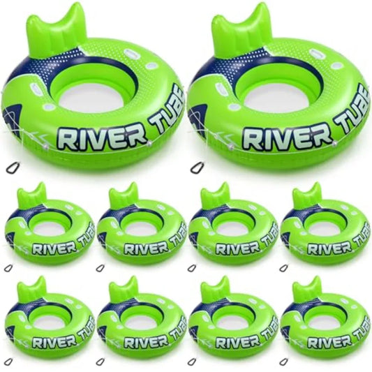 10 Pcs Green 53 Heavy Duty River Tube Float Inflatable Pool Floating Tube for Adult Large River Raft Water Chair Lounger with M