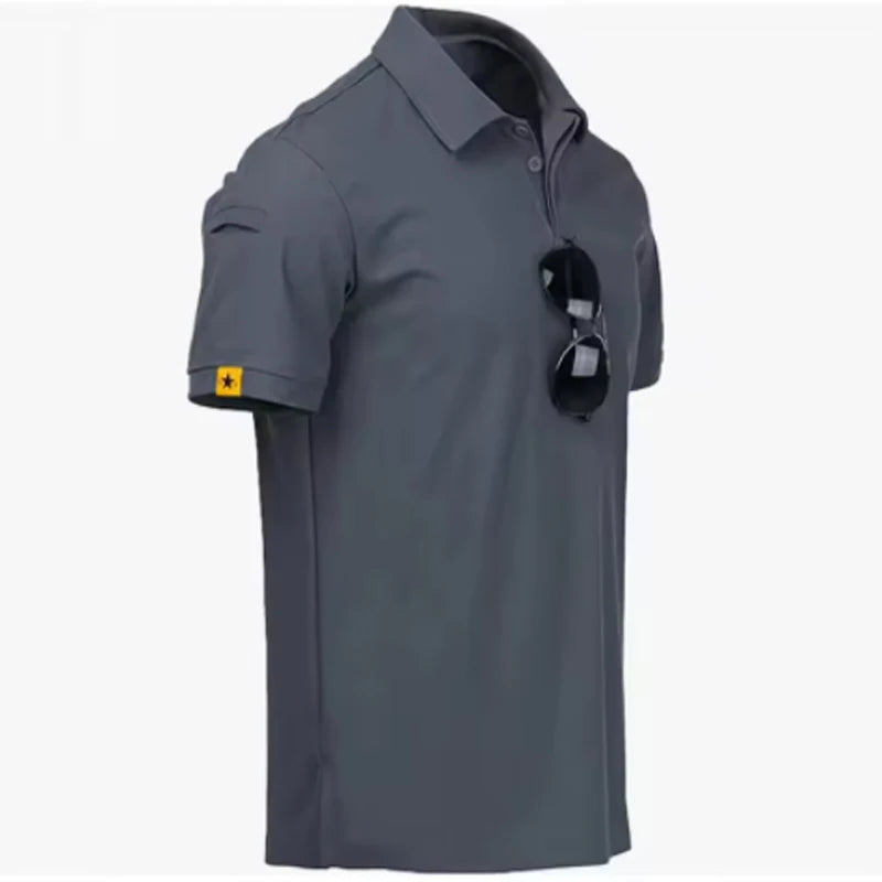 Men's Summer Tactical Sport Military Shirt Quicky Dry Combat Breathable Elastic Pullerover Hiking Camping Climbing Tops Tees