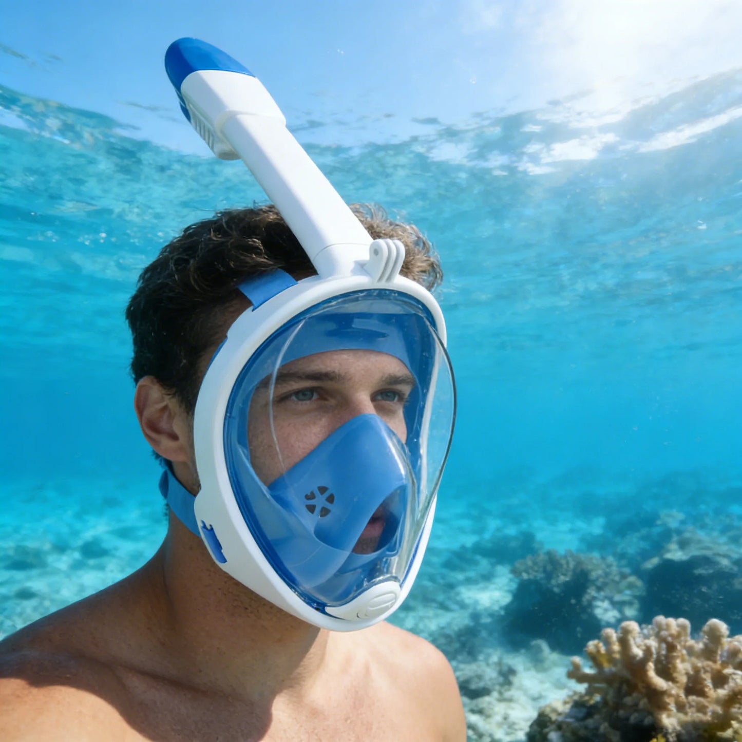 Underwater Snorkeling Full Face Children Swimming Mask Set Scuba Diving Respirator Masks Anti Fog Safe Breathing for Kids Adult