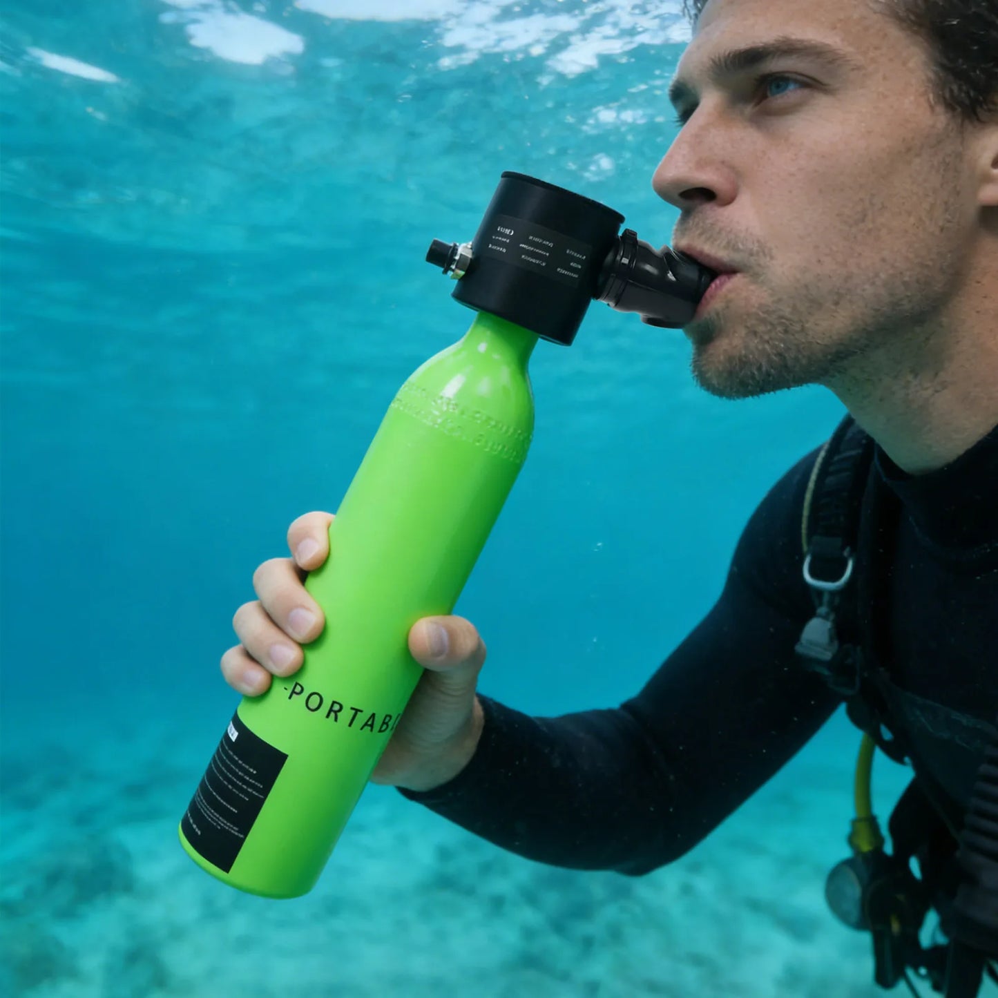 0.5L Mini Underwater Diving Tank Kit, Single Respirator Bottle Valve, Water Snorkelling Lung Tank for Diving