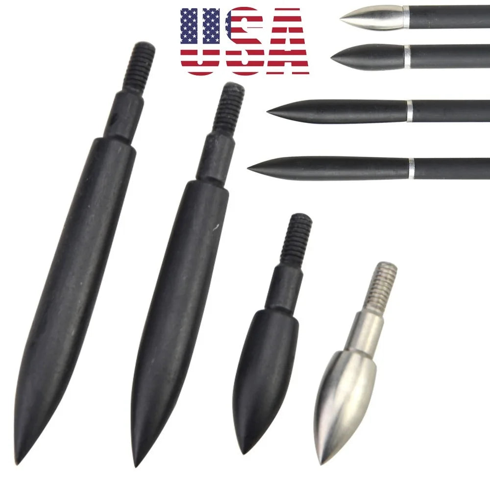 Stainless Steel Screw-in Arrow Field Points 12 Pack Multi Grain 100-350gr Silver Target Arrow Tips Wear Resistant Threaded Arrow Heads Fit Carbon Aluminum Shafts Archery Training Accessories
