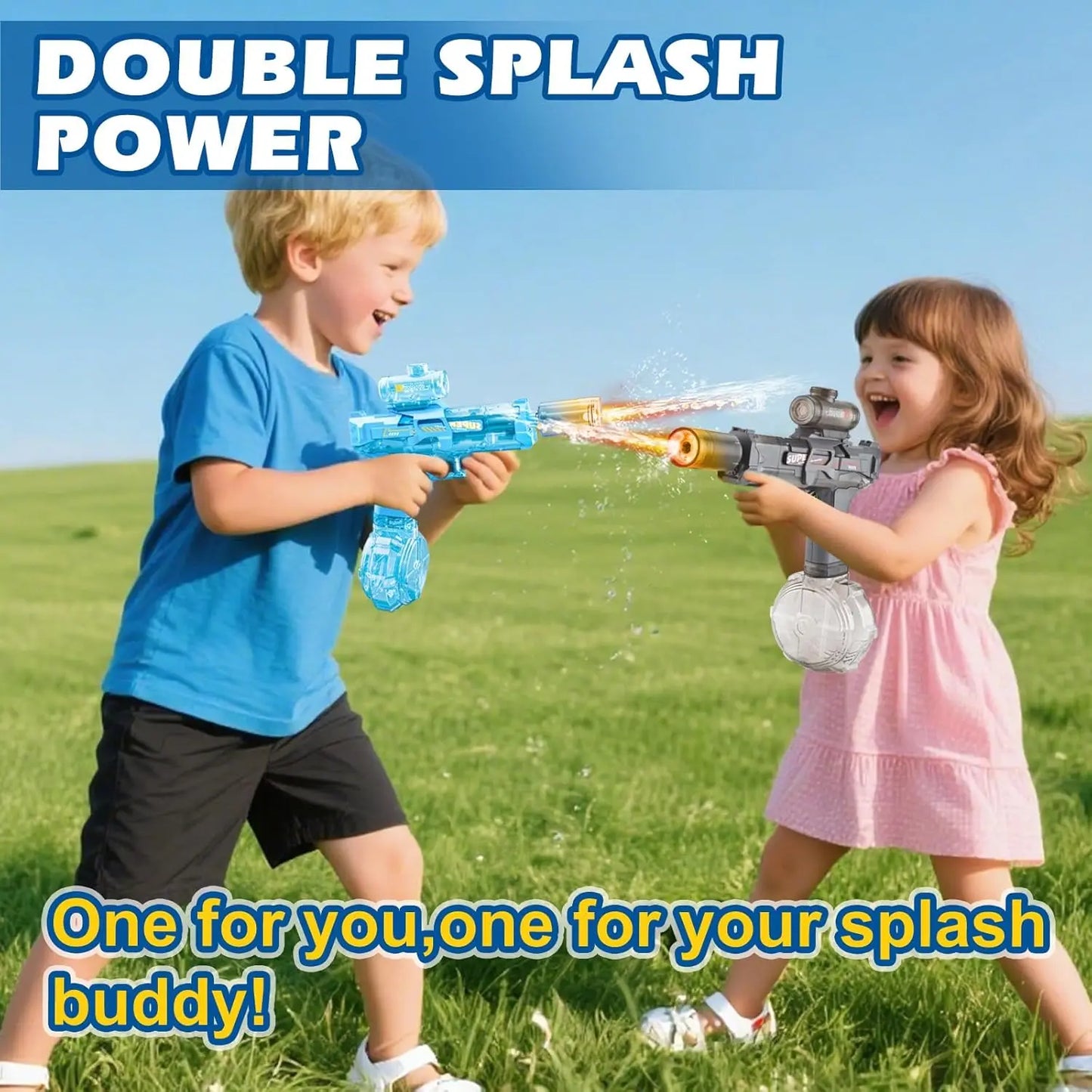 Rechargeable Electric Water Gun with LED Lights - 26ft Range, 30min Playtime, Perfect Summer Gift for Kids & Adults