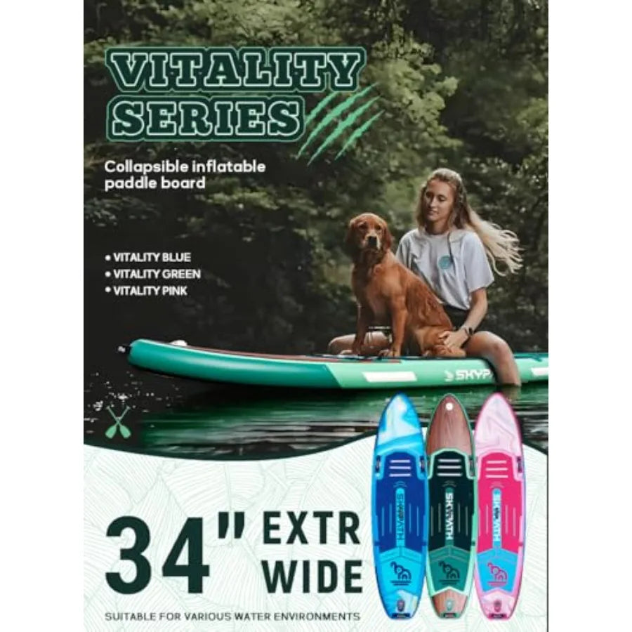 Inflatable Stand Up Paddle Board, 10'6''*32''/11'*34'' Ultra-Light SUP Board, Blow Up Paddle Board, Wide Stable Family Board fo