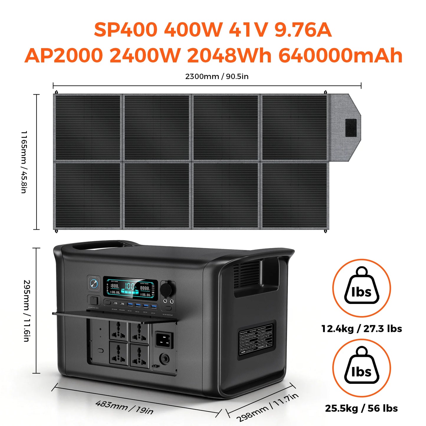 CTOLITY Outdoor Camping 1800W-2400W Fast Charging Portable Power Station 400W Foldable Portable Solar Panel For Home