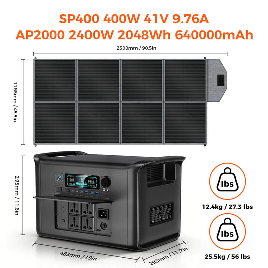 CTOLITY Outdoor Camping 1800W-2400W Fast Charging Portable Power Station 400W Foldable Portable Solar Panel For Home