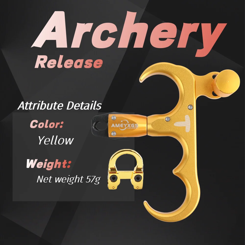 Archery Compound Bow Release 3 Finger 360° Rotatable Jaw Thumb Trigger Aluminum Alloy for LH RH Hunting Target Use