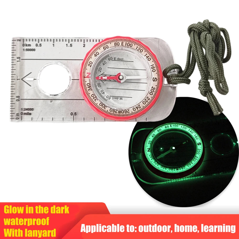 Luminous Compass for Expedition Shockproof Outdoor Adventure Warehouse Compass High Accuracy Multifunctional for Hiking Survival