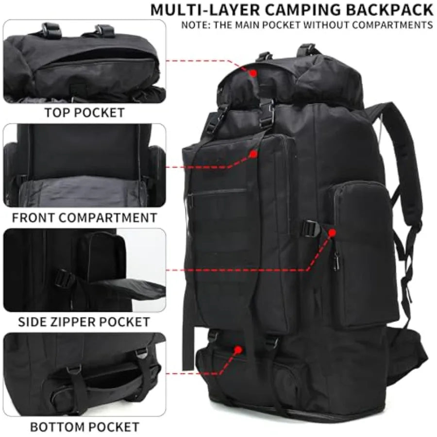 Hiking Backpack for Men 70L/100L Camping Backpack Military Rucksack Molle 3 Days Assault Pack for Climbing Camping Backpack, 3