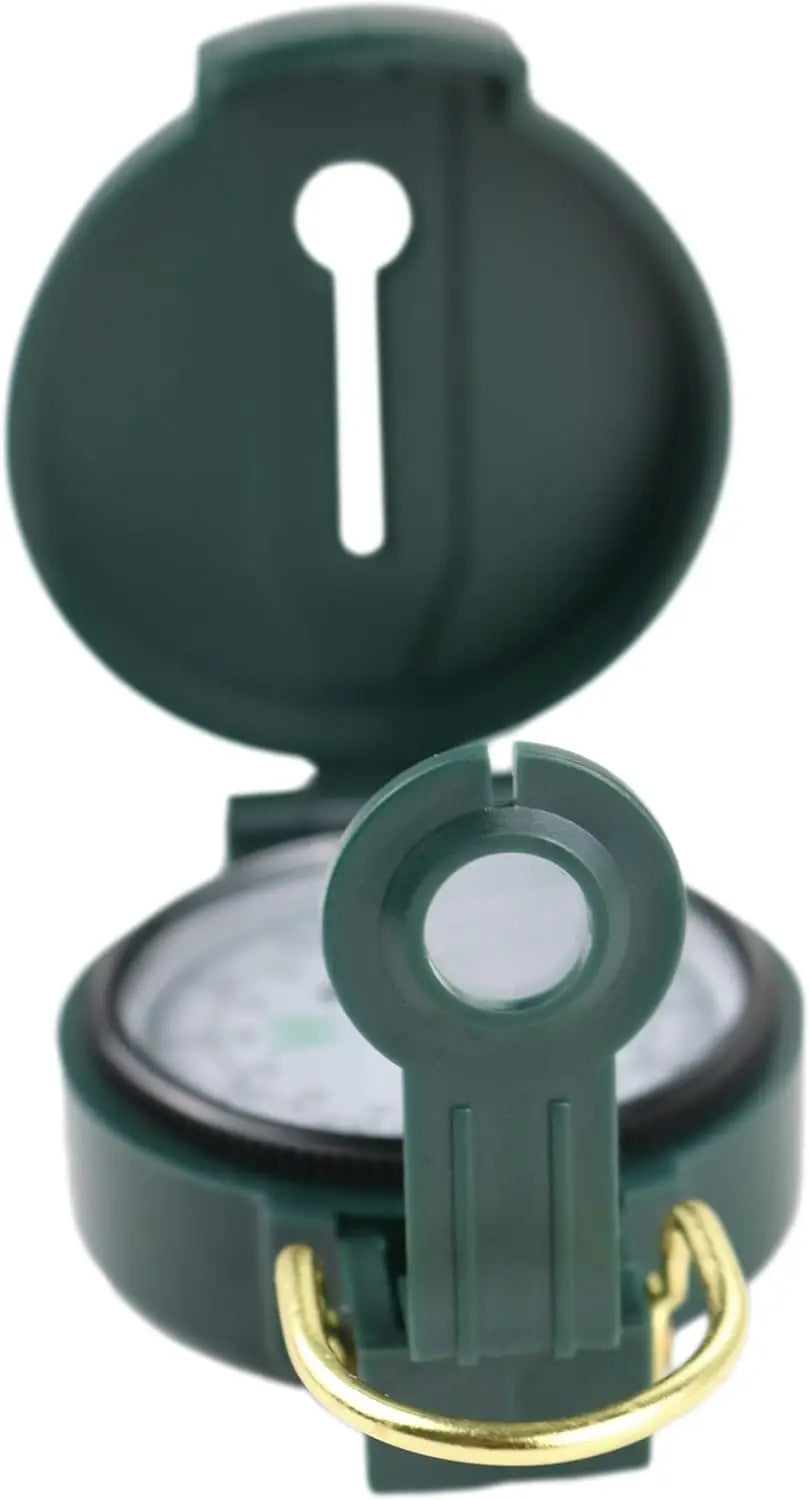 Military-Style Lensatic Compass for Hiking, Camping, Survival, Orienteering; Durable, Waterproof, Precise Navigation Tool