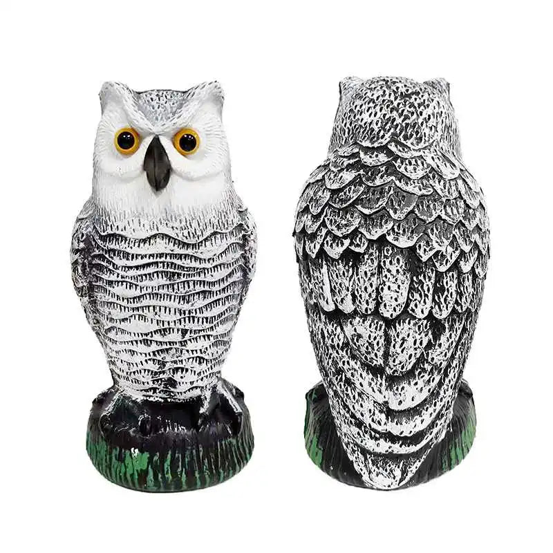 15.7" Garden Owl Statue Owl Decoys for Outdoor Garden Yard Plastic Owl Figurine Eyes to Scare Birds Away for Patio Lawn Ornament
