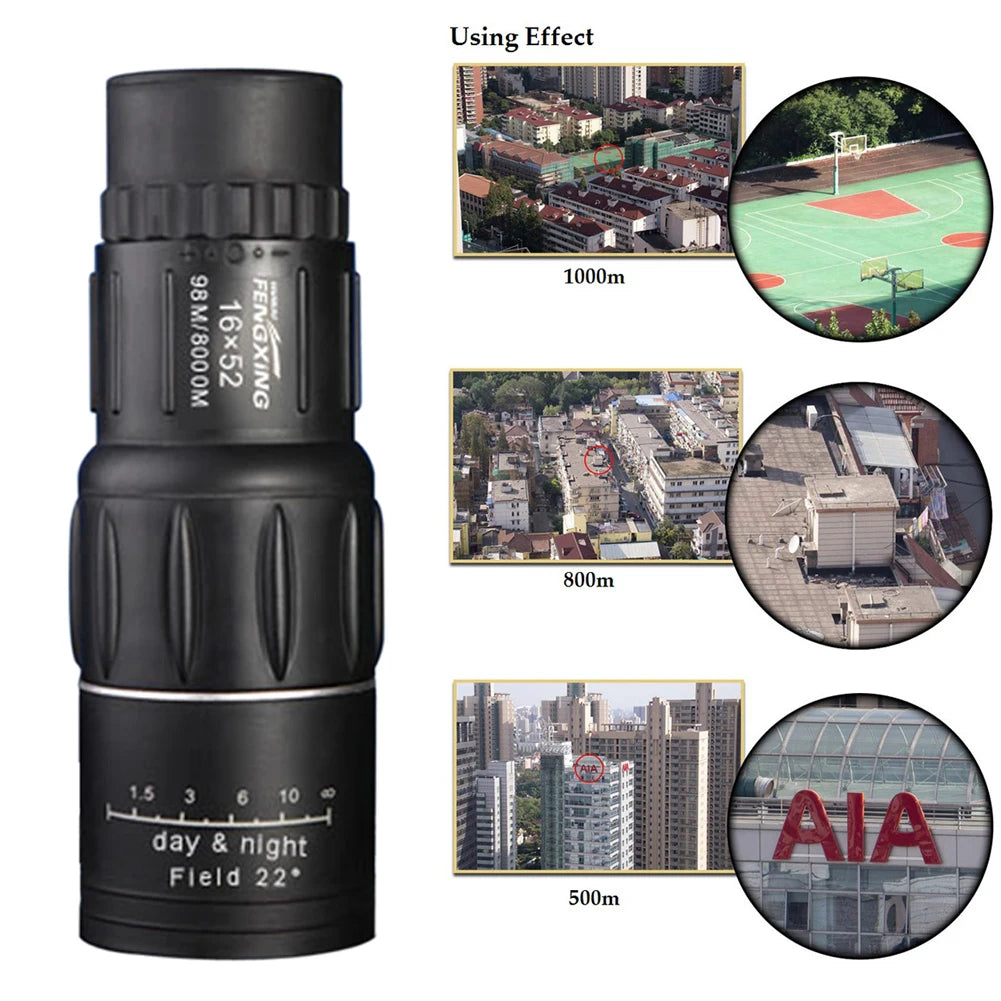 16x52 Zoom Telescope HD Portable Strong Binoculars Long Range Professional Monocular 66M/8000M For Hunting Camping