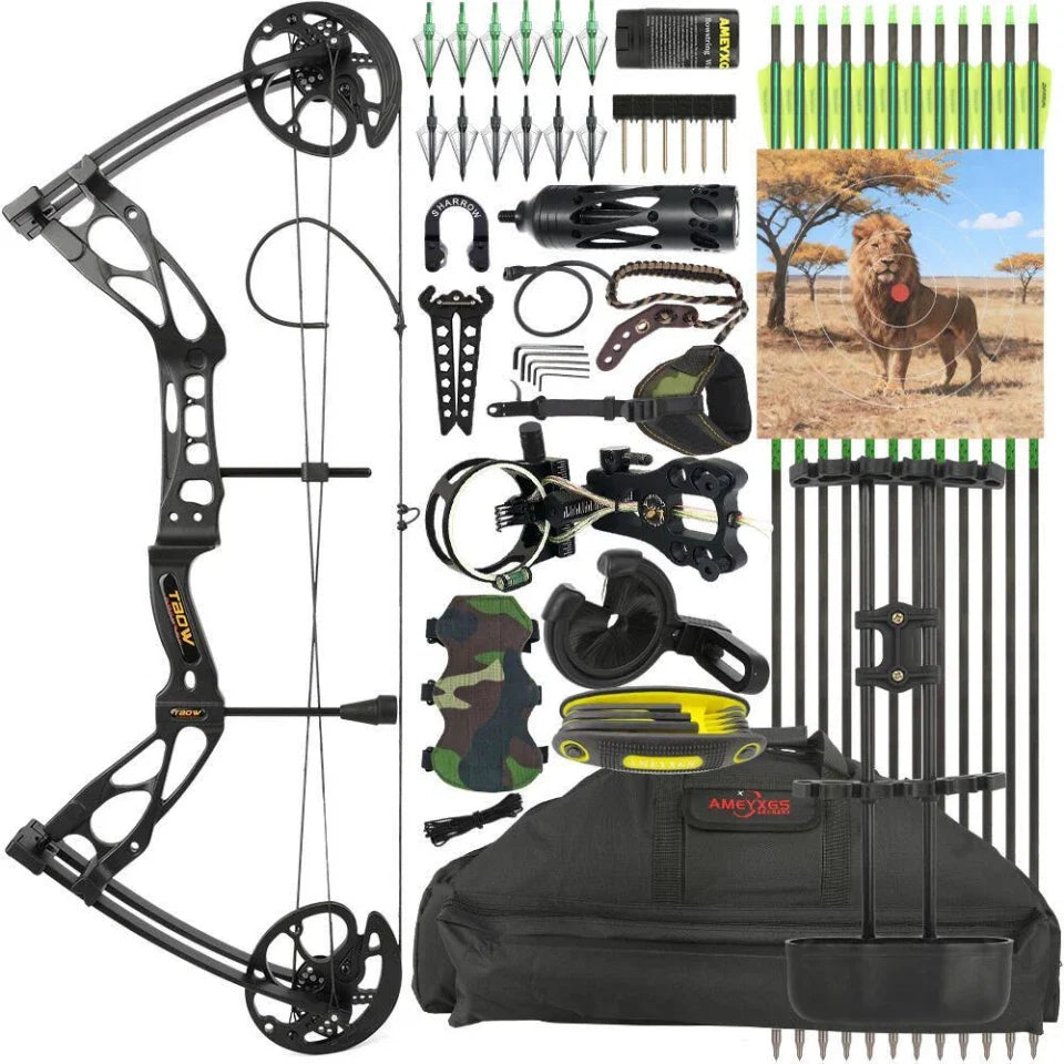 M133 Compound Bow Set 0-70lbs Adjustable Draw Weight Aluminum Alloy Riser Right Hand Archery Shooting Target Hunting Bow
