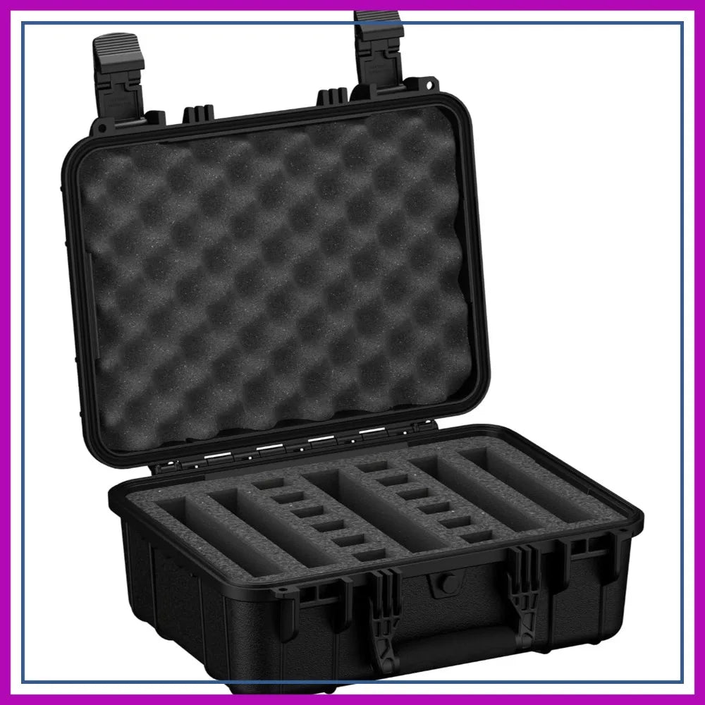 IP67 Waterproof Hard Gun Case for 4 Pistols & 12 Mags, TSA Lockable, Made in USA