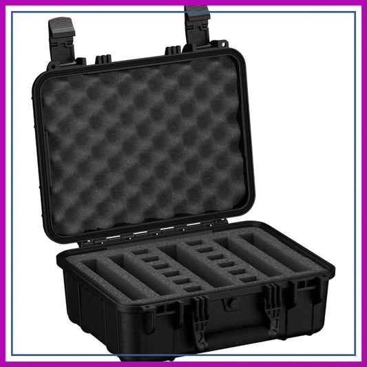 IP67 Waterproof Hard Gun Case for 4 Pistols & 12 Mags, TSA Lockable, Made in USA