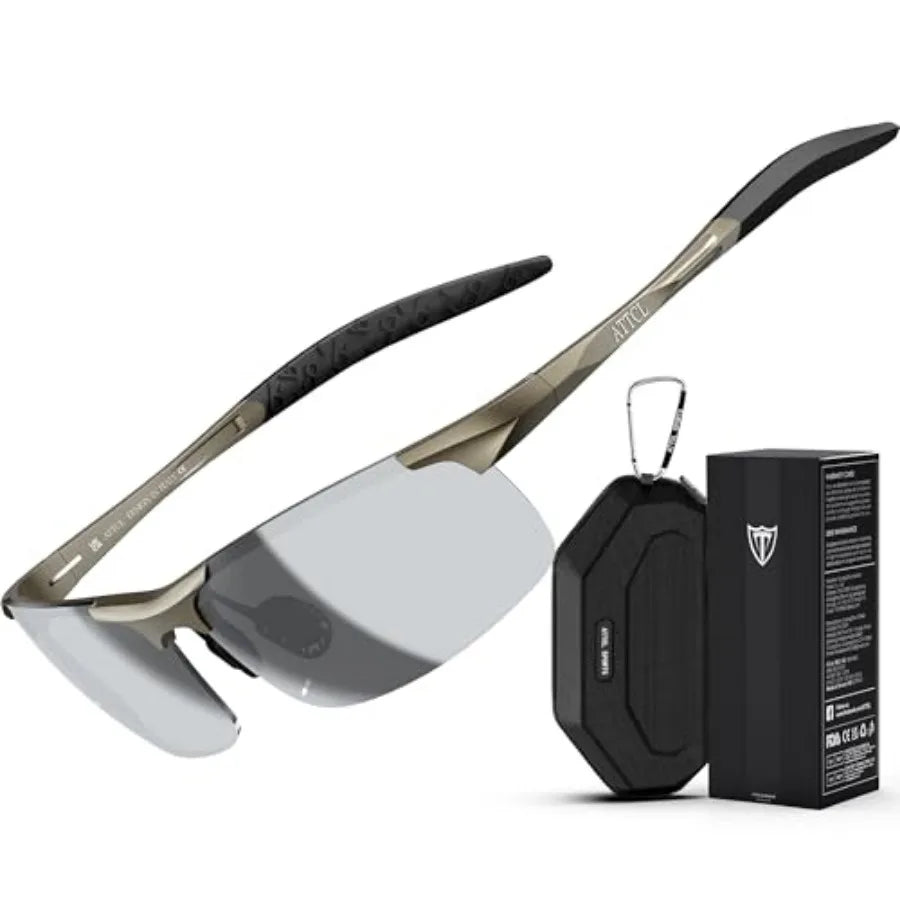 0.9 oz Polarized Sunglasses Men Sports: UV Protection Anti Glare Wrap Around Lightweight Metal Fishing Golf Running