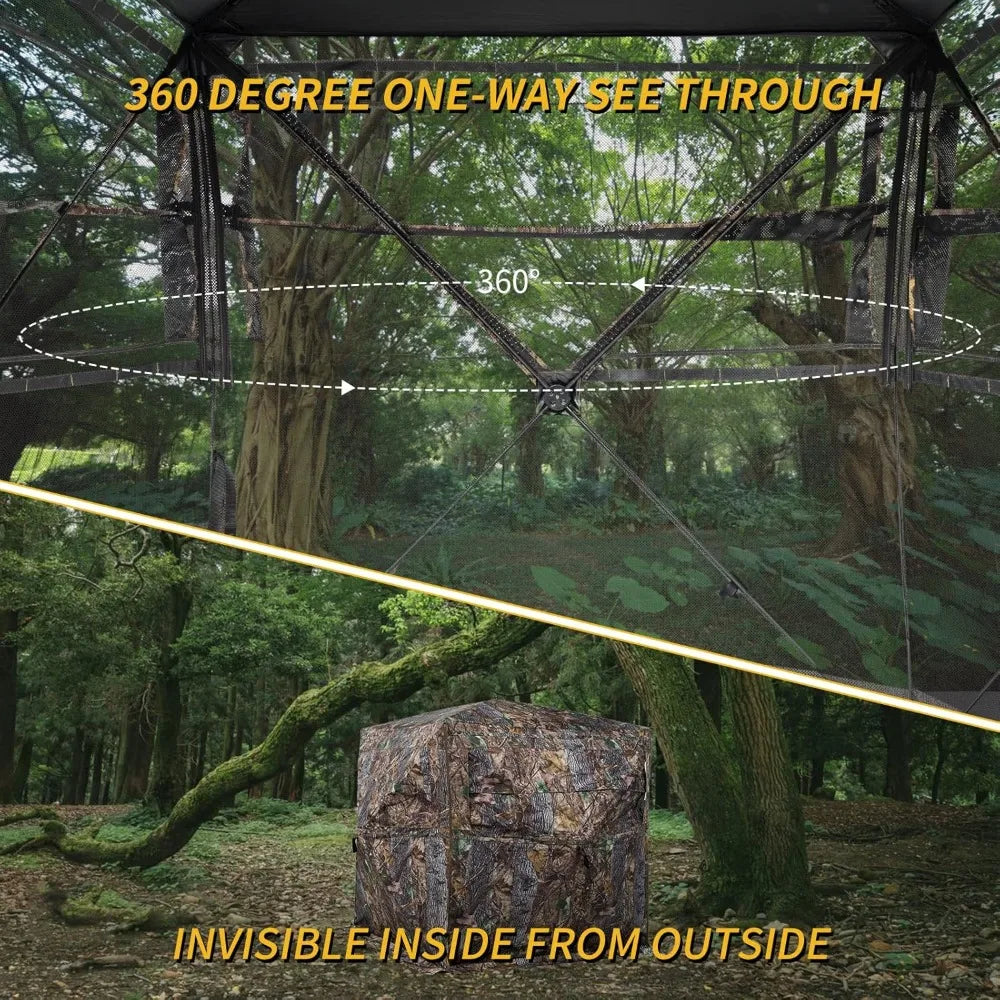 Hunting Blind 270/360 Degree See Through Ground Blind with Carrying Bag, 2/3 Person Pop Up Camouflage Tent - High quality