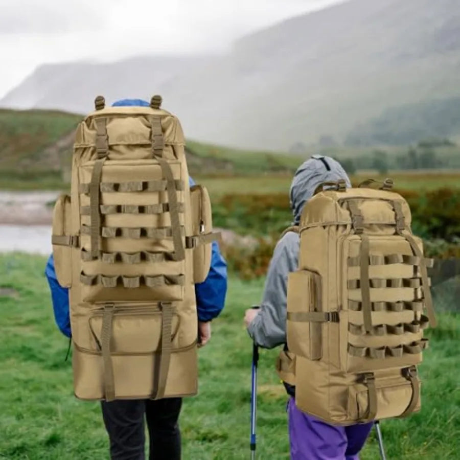 70L/100L Camping Hiking Backpack with Rain Cover, Expandable Large Military Tactical Backpack, Waterproof Molle Racksack Travel