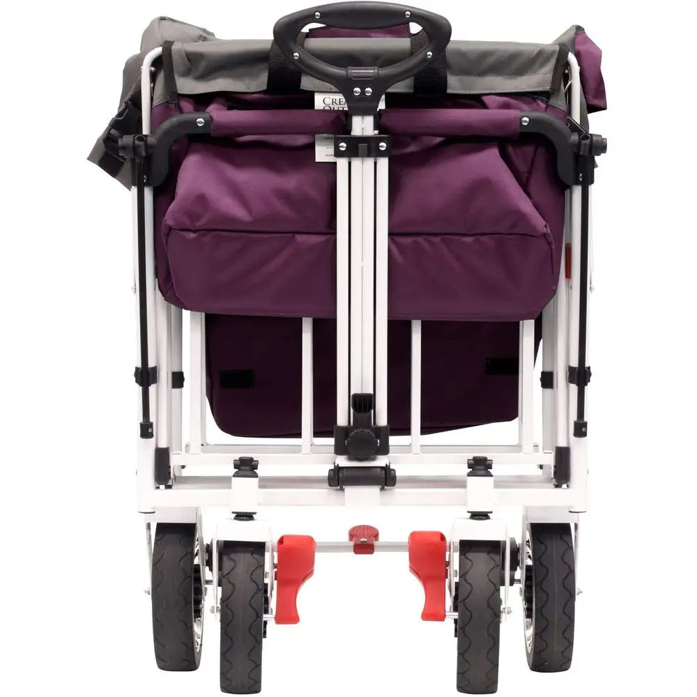 Outdoor Push Pull Stroller Wagon for Kids, 150lbs Weight Capacity, AllTerrain Collapsible Folding Cart with Canopy for Cargo, B