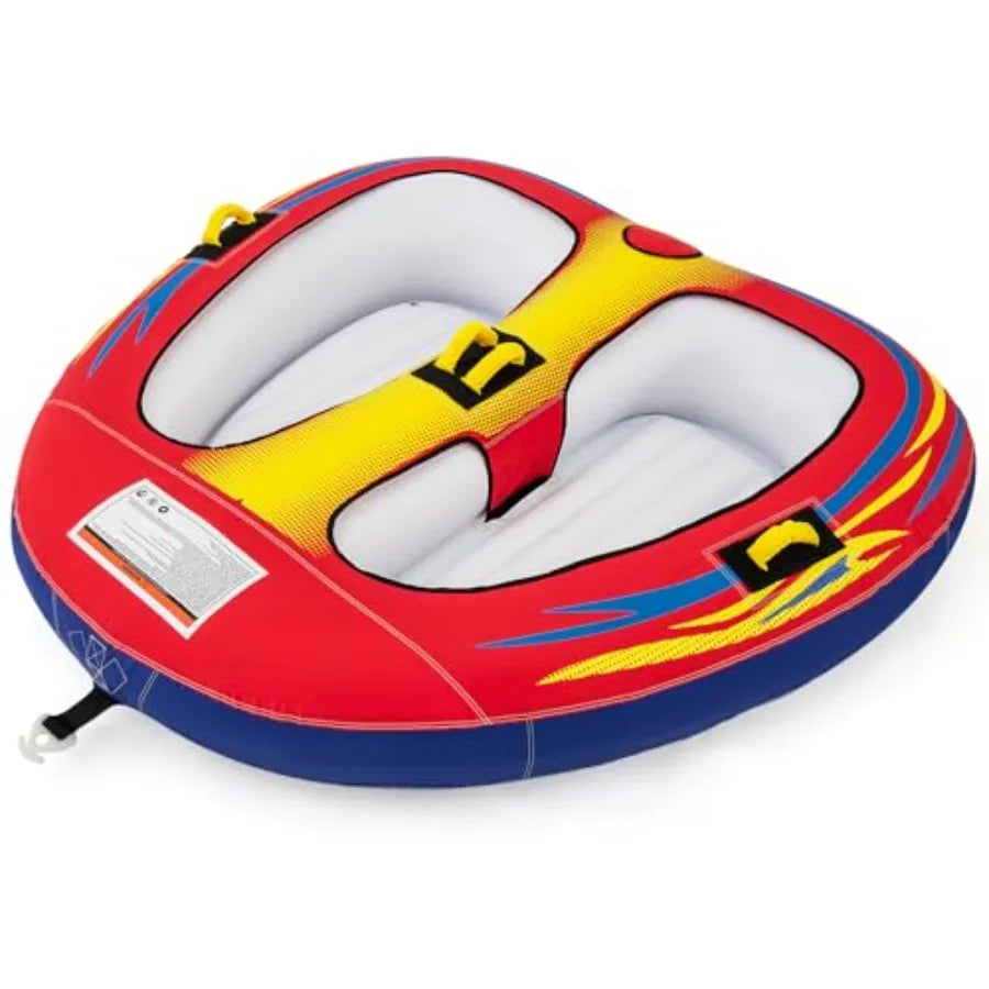 Towable Tube for Boating 1-2/1-3 Person Inflatable Boat Tube w/Quick Connector Drainage Cockpits Floating Raft Water Sports Tow