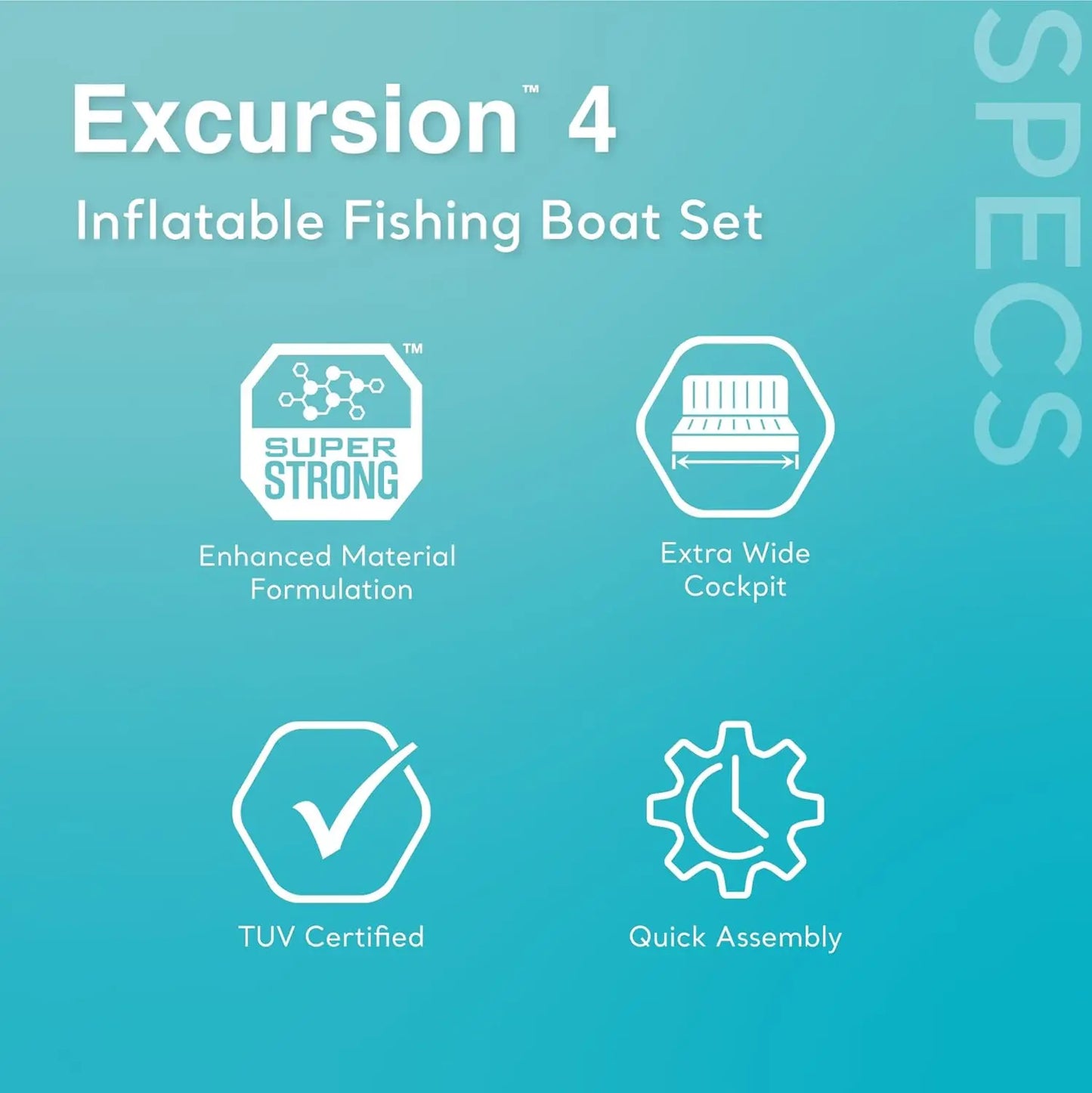 Inflatable 4-Person Fishing Boat Raft Set for Adults with Motor Mount Kit, Designed for River and Lake Use (Motor Not Included)