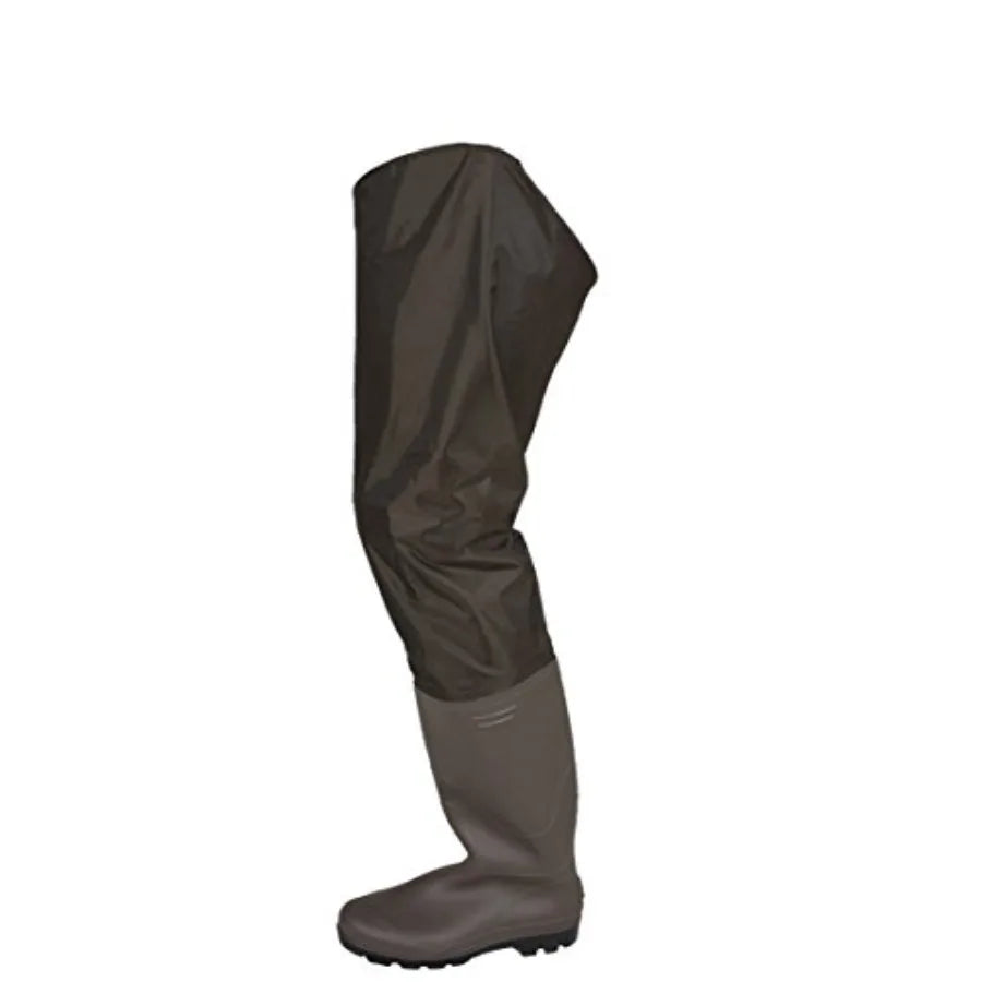 Men's fly fishing outdoors windward adjustable PVC hip bootfoot wader in black with waterproof and breathable performance