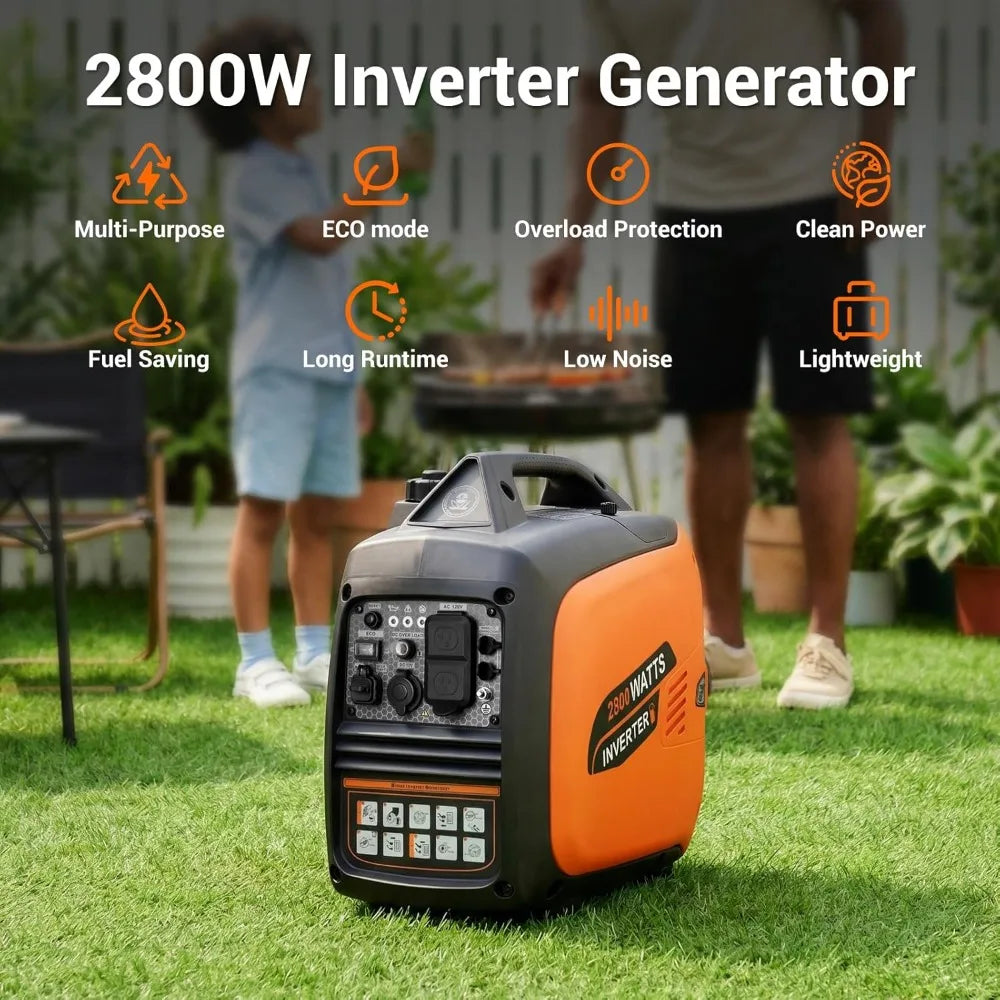 2800-Watts Portable Inverter Generator, Gas Generators for Home Use, Camping, Super Quiet Emergency Home Backup,, Customized