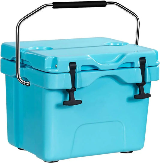 16 Quart Cooler 24Can Capacity Ice Chest with 2 Cup Holders 35 Days Ice Retention Portable Insulated Ice Box for Camping Fishing