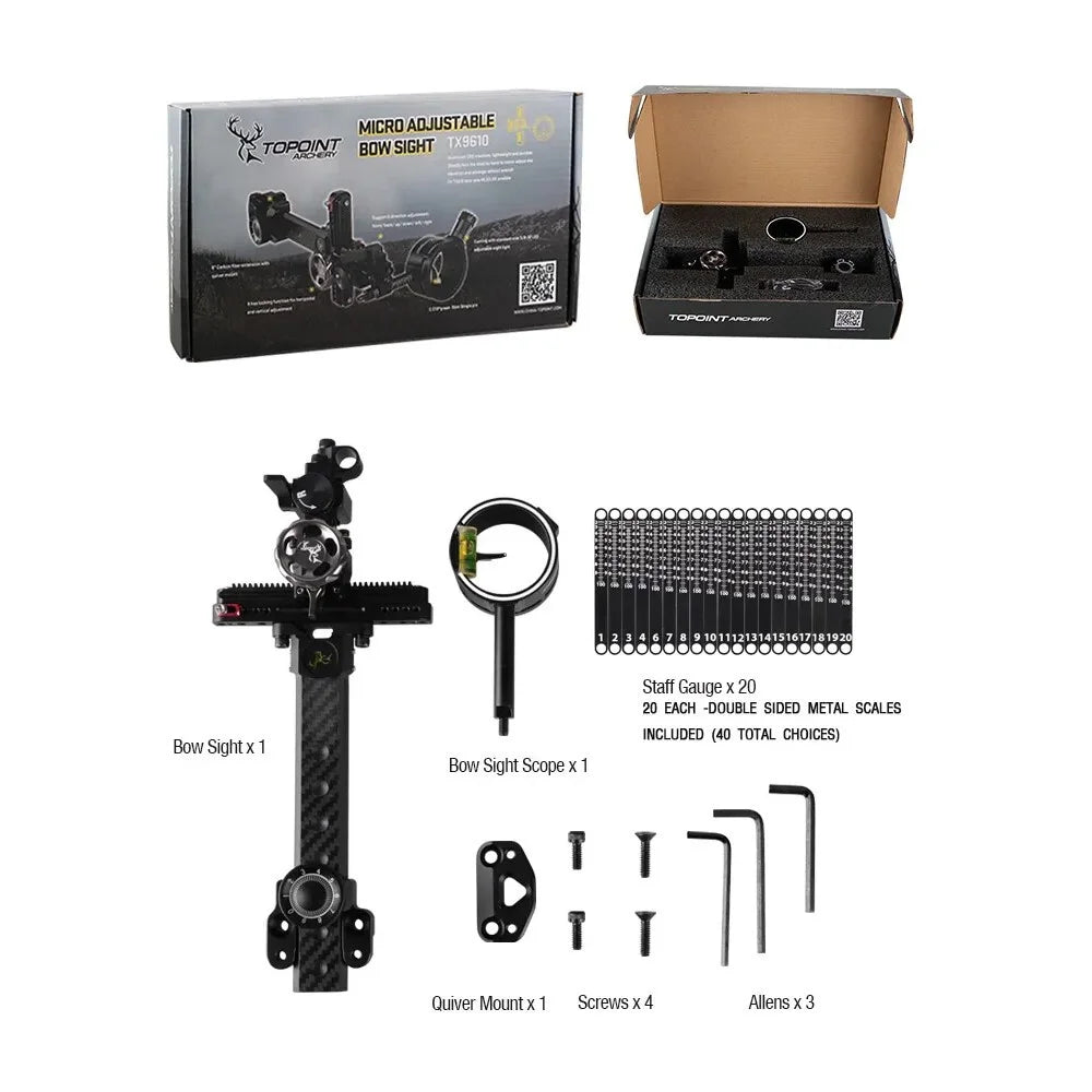 Archery Compound Bow Single Pin Sight Carbon Rod Design Optional 4/6/8X Lens High Precision Aiming Sight For Target Hunting Shooting Accessories