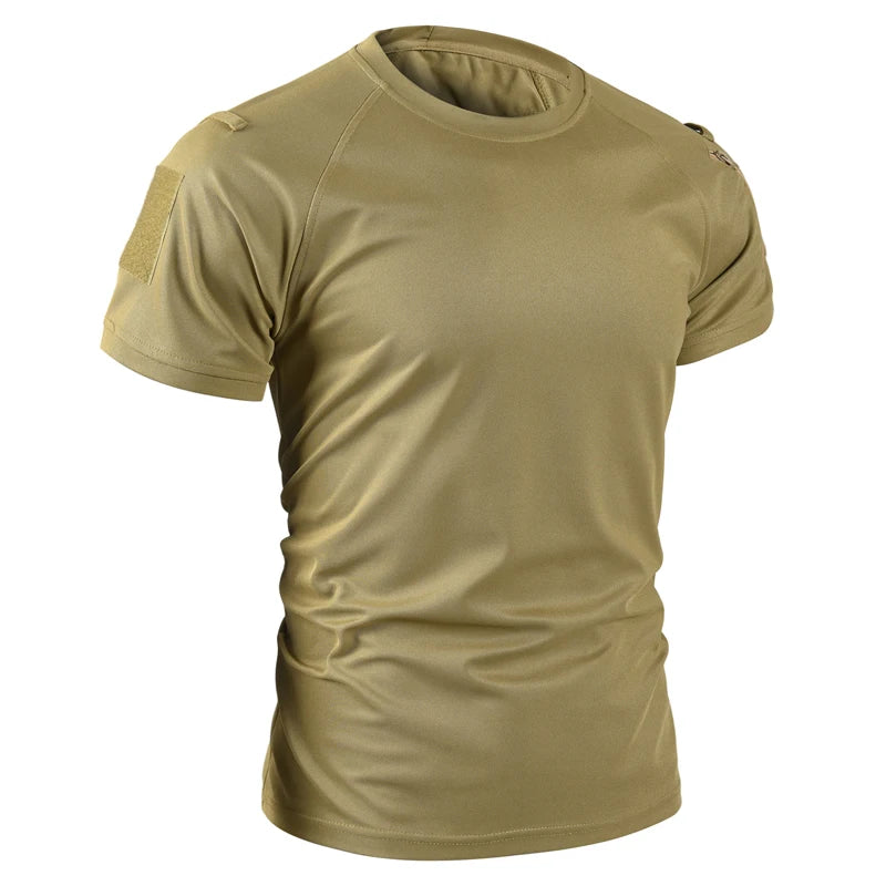 Men's Summer Tactical Sport Military Shirt Quicky Dry Combat Breathable Elastic Pullerover Hiking Camping Climbing Tops Tees