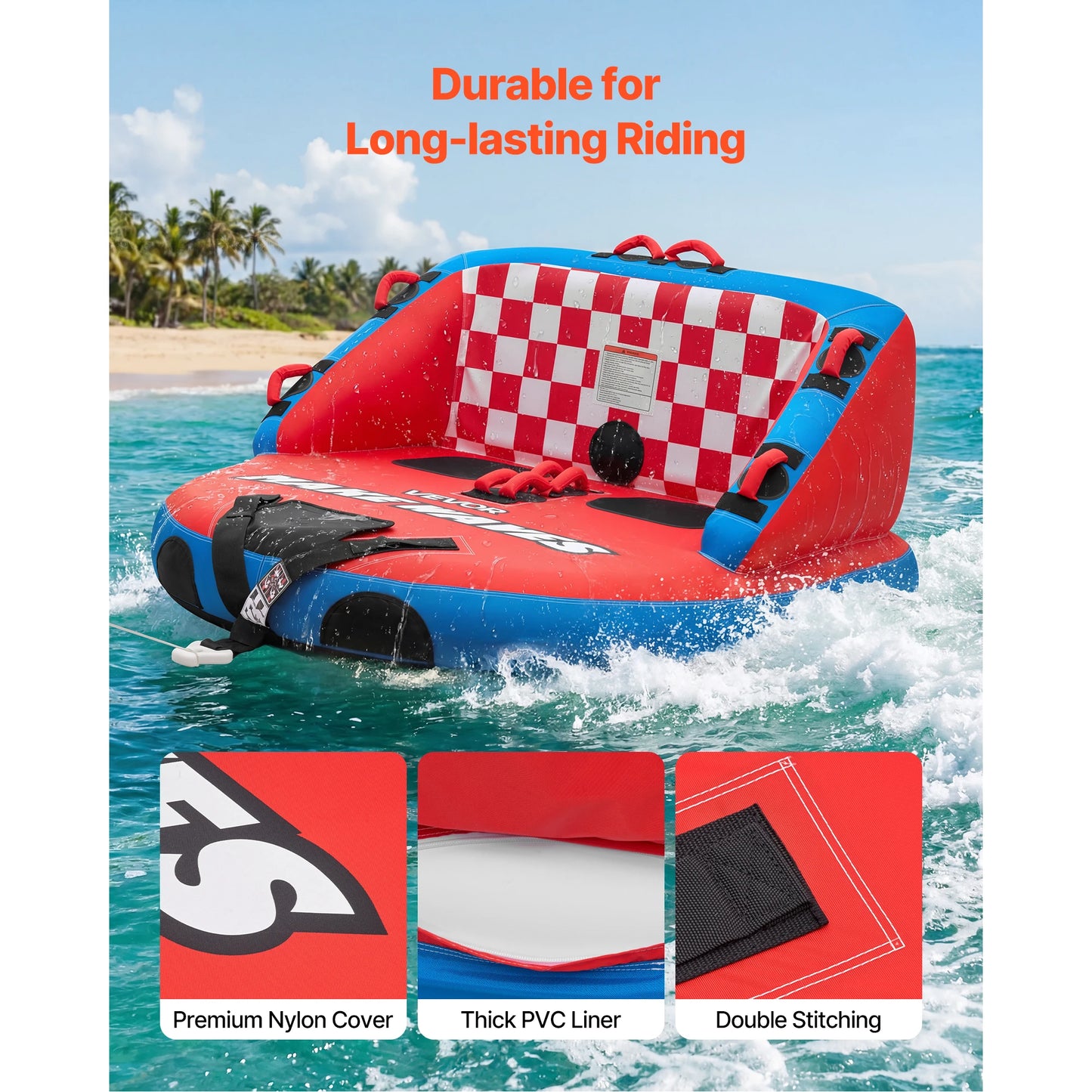 Towable Tubes for Boating 2/3/4-Rider 340/510/680 lbs Water Sports Boating Tubes-with Full Nylon Cover Dual Tow Points