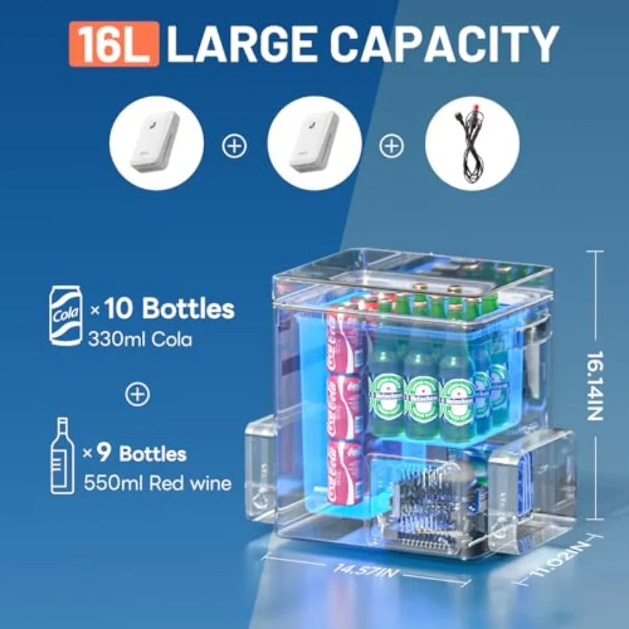 12V Car Refrigerator 20L Portable Electric Cooler with 2 U20 Batteries -468 Backpack Design for Camping Road Trips RV Boat Beac