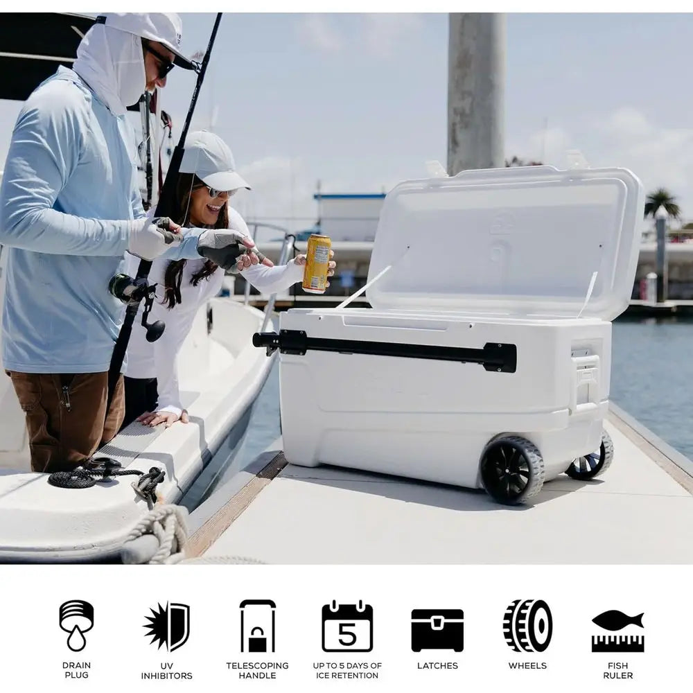 Wheeled 110Qt Insulated Cooler with Hard Shell for Outdoor Adventures