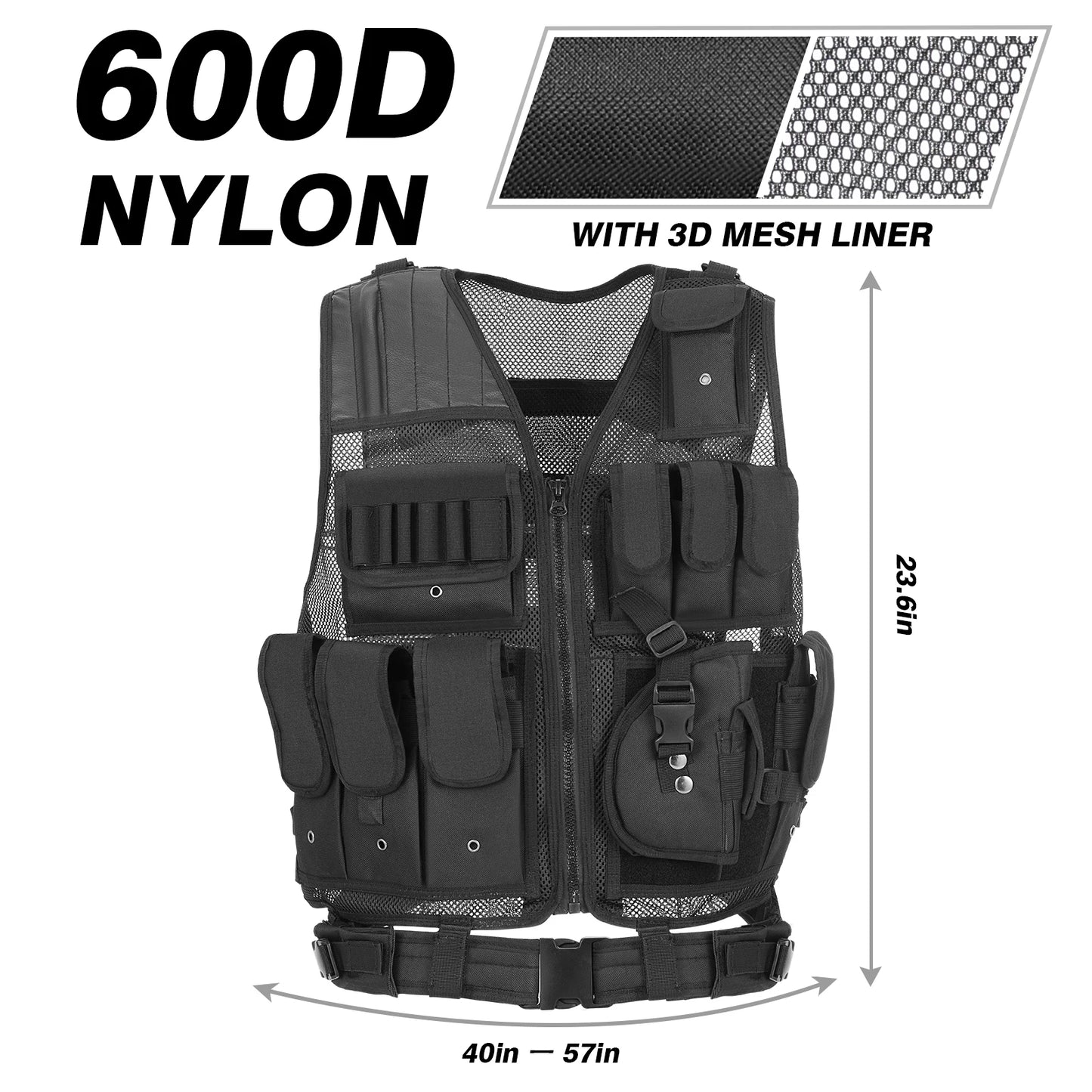 Tactical Vest Multi-Pockets Breathable Combat Vest Outdoor Military Airsoft Army Vest for   Hunting Camping Hiking