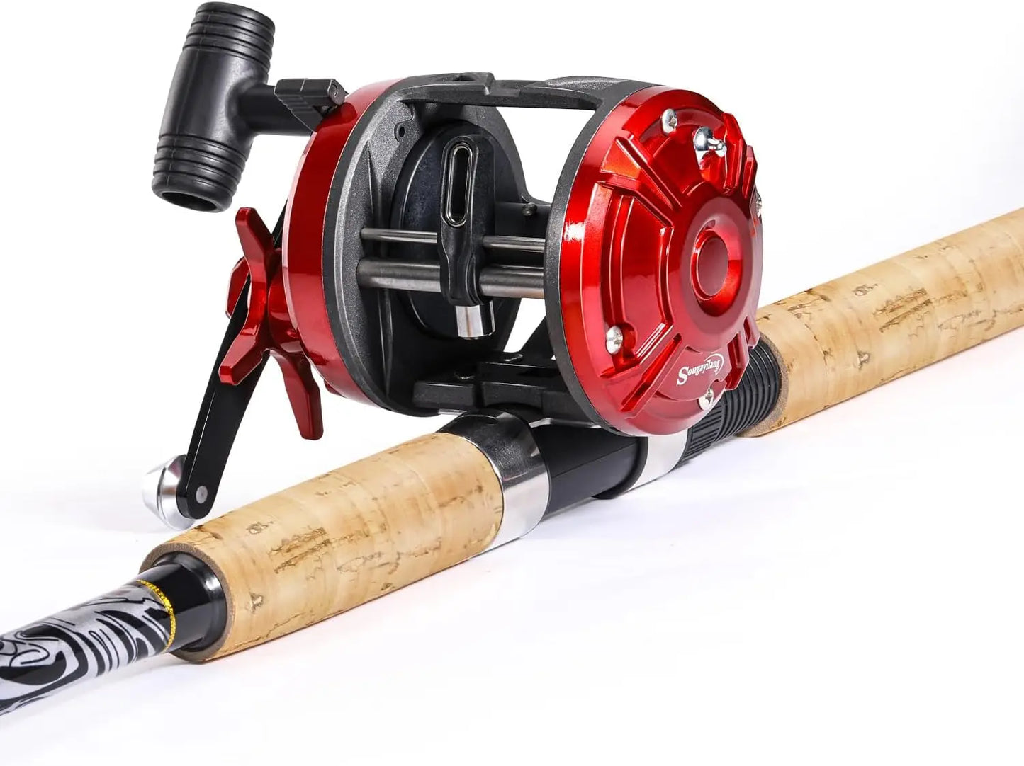Fiberglass Fishing Rod Combo with Conventional Reel, Medium Heavy for Catfish Salmon Steelhead