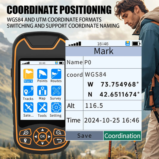 High precision navigation A8 IP67 Handheld gps with color screen & Large capacity lithium battery for camping&hike